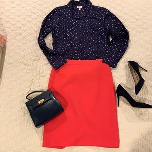 J Crew No. 2 Pencil Skirt, berry pink, size 6, wool, lined, in great shape!